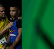 El pesista no pudo con los 189 de su segundo intento. Se subió a 190 y tampoco pudo, allí perdió la medalla. Colprensa