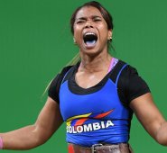 La pesista colombiana también viene de ocupar el cuarto lugar en la misma categoría en los Juegos Olímpicos de Río. AFP