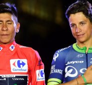 El ciclista bogotano, al igual que en territorio italiano, se subió al podio de la Vuelta a España. AFP