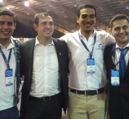 los concejales cucuteños Juan Felipe Corzo (segundo de izquierda a derecha) y Leonardo Jácome (último del grupo) fueron elegidos entre los tres representantes de las juventudes conservadoras que hacen parte del Directorio Nacional de su partido. Especial para La Opinión