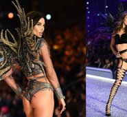 Cuando empezó el show, luces neón en rojo inundaron la pasarela. AFP