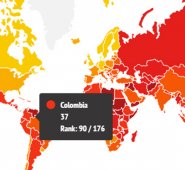El análisis fue realizado en 176 países y tiene una escala de 0 (muy corrupto) a 100 (muy limpio). Captura de pantalla