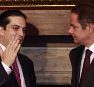 Simón Gaviria Muñoz, y el vicepresidente German Vargas Lleras (derecha) negaron un posible acuerdo para la próxima campaña presidencial. Archivo