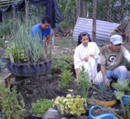Las religiosas también ayudaron a construir las huertas caseras con las que impulsan a que la comunidad en Sardinata retome los cultivos. Cortesía