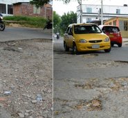 Los motorizados son las principales víctimas de las troneras de la calle 15 de Torcoroma III. Leonardo Oliveros