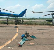 Mientras aterrizaba, uno de los helicópteros impactó al otro. Cortesía
