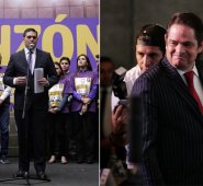 Pinzón (izquierda) renunció así a su candidatura presidencial, a la que había aspirado por medio del movimiento 'Ante todo Colombia'. Colprensa