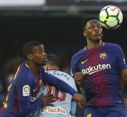 El central de la Selección Colombia, Yerry Mina, jugó los noventa minutos de encuentro ante el Celta de Vigo. Tomada de Twitter