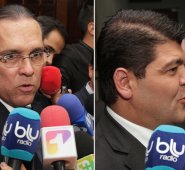 Efraín Cepeda (izquierda) señaló que la decisión mayoritaria que hoy existe es de ir con Germán Vargas Lleras. Juan Diego Gómez (derecha) respaldará a Iván Duque y se mostró complacido por la noticia. Colprensa