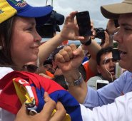 La exdiputada venezolana y líder opositora María Corina Machado, quien expresó su respaldo a Duque de cara a la segunda vuelta presidencial, prevista para el 17 de junio. Tomada de Twitter @VenteAragua