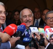 Reunión de los expresidentes Álvaro Uribe, Andrés Pastrana y César Gaviria. Colprensa