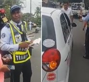 El agente de tránsito, quien fue identificado como James García Vente, habló con el portal Buenaventura En Línea y desmintió la denuncia, negando que la multa haya sido registrada contra la aprendiz. Captura de video