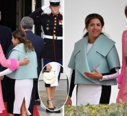 La chaqueta, los zapatos y el vestido de franela blanco con negro no era para la ocasión. Los diseñadores quisieron hacerla ver moderna, pero no atinaron con la esposa del presidente Duque. AFP