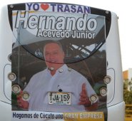 En Cúcuta, desde finales del año pasado, varios son los mensajes que se han instalado no solo en vallas, sino en vehículos de transporte público, promocionando precandidatos a las elecciones de octubre.
 Archivo