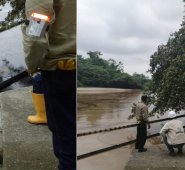 Así está el río Tibú por el derrame de crudo. Corponor