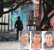 Los comerciantes de la zona del atentado sienten temor de que estos hechos se repitan. Jefferson Isaac Manaure, Kevin Enrique Leal, Deivy Alejandro Leal y Henry Bolaños. Mario Caicedo