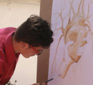 El parque del municipio de San Calixto fue el escenario para que jóvenes del Catatumbo dieran a conocer su talento para la pintura. Cortesía