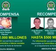 Nelfer Carrascal Guerrero, Vallenato, figura en el cartel de los más buscados. El Gobierno ofrece una recompensa de hasta 500 millones de pesos. Ejército y Policía