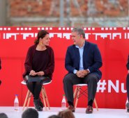 El gerente del Metro de Bogotá, Andrés Escobar; la vicepresidenta, Marta Lucía Ramírez; el presidente, Iván Duque; y el alcalde de Bogotá, Enrique Peñalosa. Colprensa