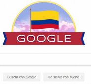 En la página de inicio del buscador, este sábado, ‘ondea’ la Bandera Nacional. Captura de pantalla