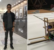 El robot levantacarga del equipo de Jordi Neil Sánchez Angarita recorrió la pista exigida sin necesidad de control remoto. Cortesía