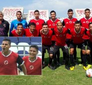 Anderson Díaz (al lado del arquero de azul) hace parte de la selección Norte y actualmente entrena con el equipo Sub-20 del Cúcuta Deportivo. Cortesía