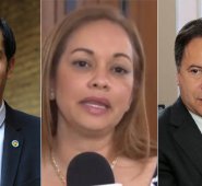 Viceministro de Vivienda y Aguas, José Luis Acero; la recién nombrada gobernadora encargada, Sonia Arango; y el suspendido mandatario William Villamizar. La Opinión