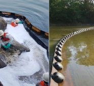 Más de 90 técnicos, operarios y profesionales están desplegados en el sitio. El derrame de petróleo ocurrió en la vereda El Seis.  Ecopetrol