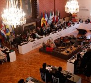 El encuentro de los titulares de carteras culturales se cumplió en la sede del Ministerio de Relaciones Exteriores de Colombia. Cortesía