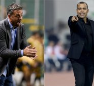 Con Deportivo Cali en un año Pusineri (izquierda) lo clasificó en los dos torneos a semifinales y lo llevó a la final de la Copa Colombia, además de clasificarlo a Copa Suramericana. Archivo