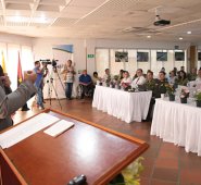 El director de Corponor, Gregorio Angarita, durante la rendición de cuentas en el auditorio de la entidad ambiental. César Obando/La Opinión
