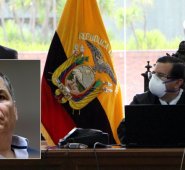 El juez Iván León, durante la audiencia contra el expresidente Rafael Correa en la Corte Nacional de Quito, este martes. AFP