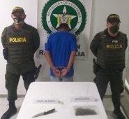 Le hallaron en su poder 60 gramos de marihuana.  Policía Nacional