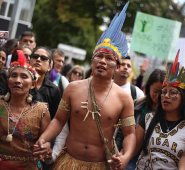 Foto del plantón por los incendios que se presentaban en la selva amazónica. Colprensa