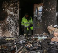 Más de 50 CAI como éste fueron destruidos en las violentas jornadas de los últimos días en Bogotá. col