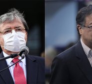 Ministro de la Defensa, Carlos Holmes Trujillo y el senador, Gustavo Petro. Colprensa