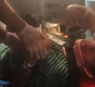 Ricardo Gélvez cuando recibió atención en una ambulancia. Cortesía