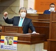 Intervención del Ministro de Defensa Carlos Holmes Trujillo en la moción de censura de la plenaria de la Cámara de Representantes. Colprensa