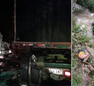 Uno de los choferes perdió el control e invadió el carril del otro vehículo, en la vía Cúcuta-Pamplona . En el otro hecho, el camión se volcó y rodó a un abismo de al menos 90 metros, hasta caer a una quebrada. Cortesía