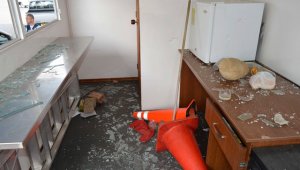 En este estado quedó el puesto de control del ICA, después que contrabandistas en los alrededores de la cárcel módelo, en la vía Cúcuta-San Faustino, lo destruyeran. Edinsson Figueroa