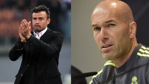 Luis Enrique, técnico del Barcelona y Zinedine Zidane, técnico del Real Madrid. Archivo