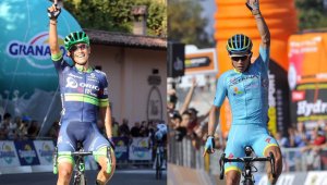 Los ciclistas Esteban Chaves (izquierda) y Miguel Ángel López, son las cartas de Colombia para ganar el Giro de Lombardía. Cortesía