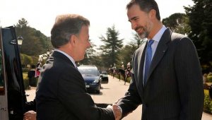Saludo del Rey Felipe VI de España al Presidente Juan Manuel Santos. Colprensa