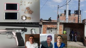 Eliazar Álvarez Pico, Luis Arturo Sánchez Guerrero y Christian Dayán Rojas Orozco fueron detenidos junto a un adolescente. Policía Nacional