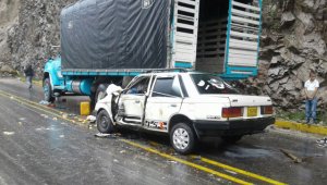 Al parecer se quedó sin frenos, lo que habría ocasionado el choque con la parte trasera del camión de carga.  Cortesía