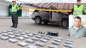 William Fernando Cuadros Guerrero, de 25 años, fue detenido tras ser sorprendido por la Policía con el cargamento de clorhidrato de cocaína. Policía Nacional