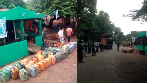 Los uniformados también decomisaron cerveza y aceite para motor de procedencia venezolana. Polícía Nacional