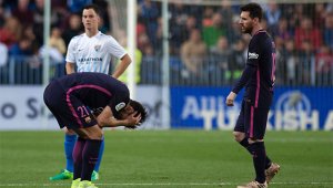 Los goles del exazulgrana Sandro Ramírez (32) y de Jony (90) dieron el triunfo a un Málaga superior. AFP