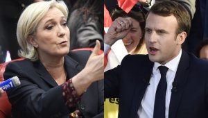 La "soberanista" Marine Le Pen y el "mundialista" Emmanuel Macron. AFP