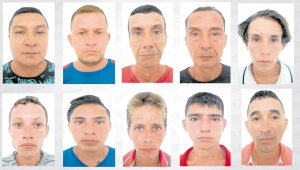 (De izquierda  derecha) Marco Aurelio Herrera Delgado, Yeison Alexis Herrera Delgado, Luis Francisco Herrera Delgado, Jairo Rubén Herrera Delgado, Yordin Arley Tolosa Carvajalino, Yorman Alonso Arévalo Carvajalino, Thomas Tolosa Carvajalino, Junior Esneider Angarita Fuentes, Christian Orlando Casadiegos Mesa y Jesús David Gelves Forero. Policía Nacional